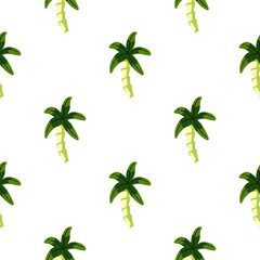 Seamless pattern with doodle geometric palm tree silhouettes print.