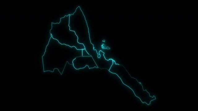 Animated Outline Map of Eritrea with Regions