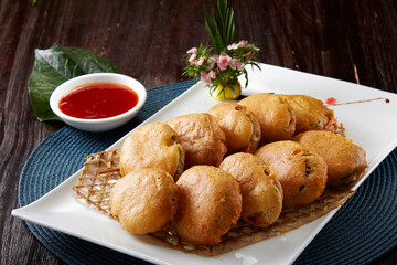 Delicious Chinese food, fried eggplant
