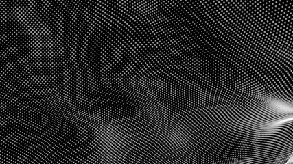 Dot white black wave technology texture background. Abstract big data digital concept. 3d rendering.