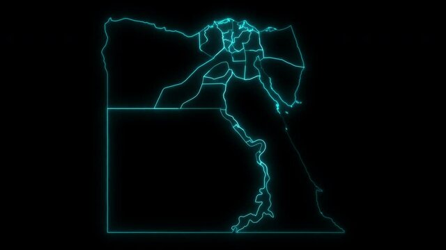 Animated Outline Map of Egypt with Governorates