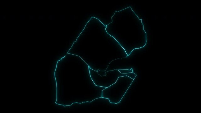 Animated Outline Map of Djibouti with Regions