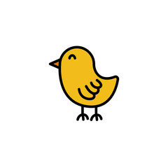 Pájaro. Ave amarillo. Concepto de animales. Ilustración vectorial