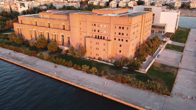 Aerial View of Concert Hall in Thessaloniki city, Greece