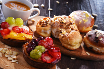 Composition with confectionery products and cup of coffee