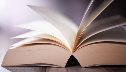 Composition with open book on the table