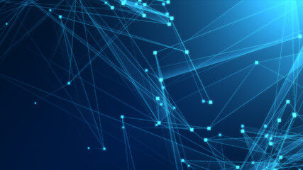 Abstract blue polygonal 3d rendering network technology background.