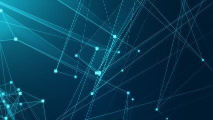 Abstract blue green polygonal 3d rendering network technology background.