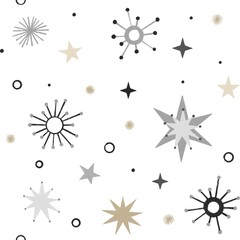 Seamless pattern of stars. Сute Scandinavian style, white background. Great for wrapping paper or printing on fabric for baby clothes