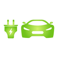 Eco electrocar icon Zero emission vehicle Battery charging station sign