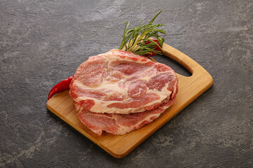 Raw pork meat neck steak