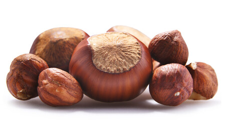 Composition with hazelnuts, shellless and in the shell