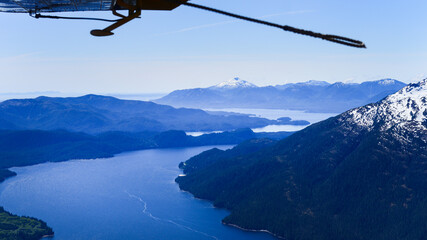 Aerial view of Misty Fjords National Monument from a sightseeing float plane, Alaska, USA.