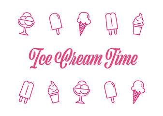 Ice Cream Icons Collection. Summer Vibe Vector Illustration Template.