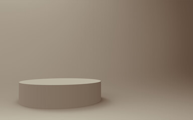 Abstract 3d brown color cylinder podium minimal studio background.