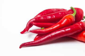 Red hot chili peppers on a white background. Chili pepper isolated