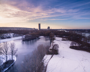 sunset over the city of bonn