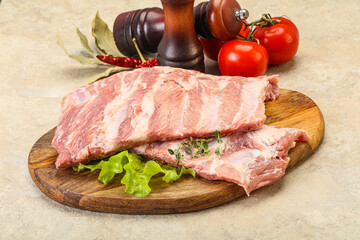 Raw pork ribs for cooking