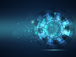 abstract futuristic cog gear wheel with wireframe