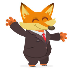 Obraz premium Cartoon funny grizzly bear wearing toxedo or business suit. Vector illustration