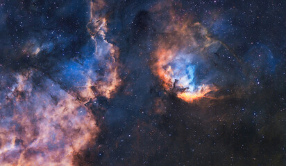 Galaxy and constellation in deep space. Stars and far galaxies. Wallpaper background. Sci-fi space...