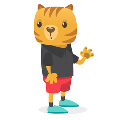 Cartoon funny and happy hamster modern fancy style wearing clothes. Vector illustration isolated.