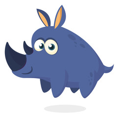 Cartoon rhino character design. Vector illustration.