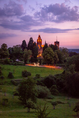 castle drachenburg with beautiful sundown light