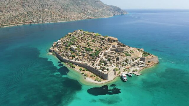 Aerial view of the fortress island of Spinalonga on Crete