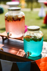 welcome buffet with alcohol and snacks