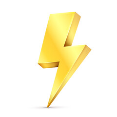 Golden Electric 3D Icon isolated on white background. Vector illustration.