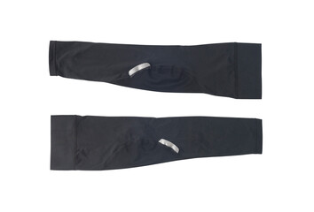 Black arm sleeves with UV protection. Sport gaiters isolated on white