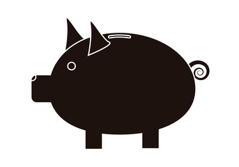 Icono negro de una hucha en forma de cerdo.