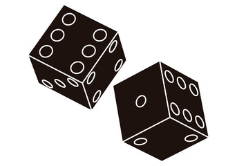 Icono negro de dos dados en fondo blanco.