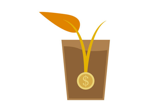 Icono de planta muerta a partir de una moneda de d&oacute;lar representando la crisis.