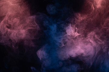 Blue and pink steam on a black background.