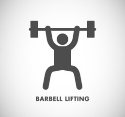 Barbell lifting gym symbol vector icon