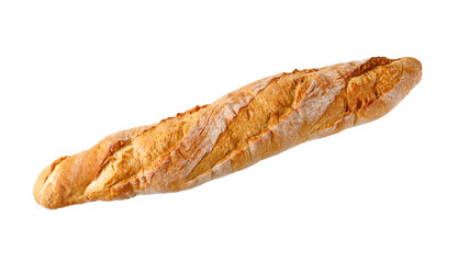 Fresh baked loaf wheat baguette bread isolated