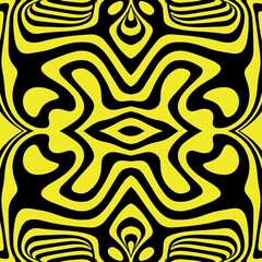 Vector graphic of seamless abstract pattern. Ornament with elements of black and yellow colors. Texture for Gift voucher, frames, certificate, currency, money design, etc. Award background. 
