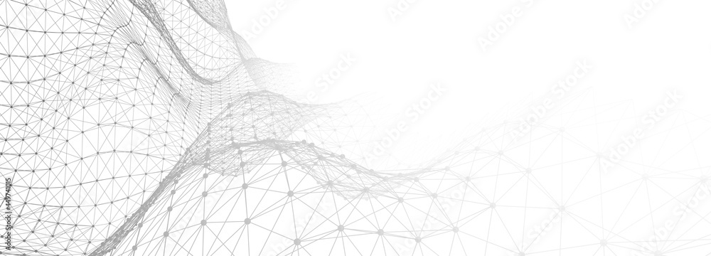 Fototapete Abstract digital background of points and lines. Glowing grey plexus. Big data. Network or connection. Abstract technology science background. 3d vector illustration.