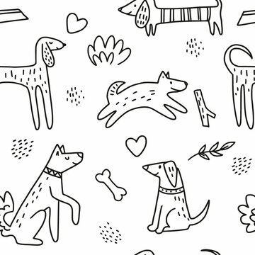 Vector pattern with funny dogs