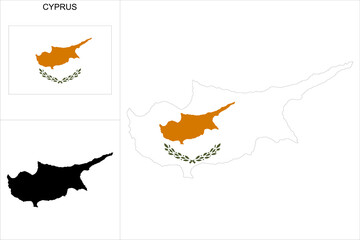 Carte de Chypre avec fond drapeau chypriote - Carte sous forme de motif noir et drapeau chypriote disponibles séparément - obrazy, fototapety, plakaty