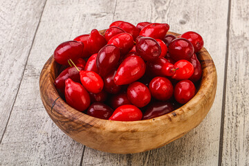 Sweet and ripe cornel berries