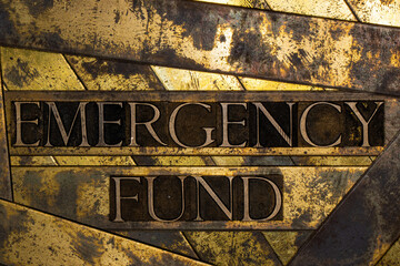 Emergency Fund text on vintage textured copper and gold background
