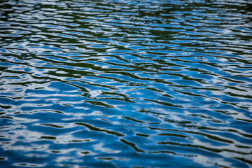 Blue, calm water surface, soft czech river, Europe