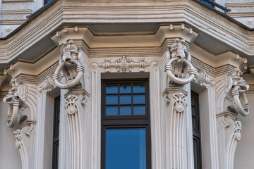 Fragment of Art Nouveau architecture style of Riga city