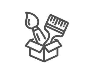 Paint brush line icon. Wall paintbrush box sign. Creative drawing art symbol. Quality design element. Linear style brush icon. Editable stroke. Vector