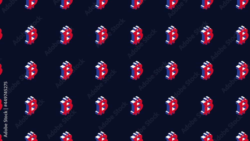 Aufkleber isometric symbols of cryptocurrency bitcoin in animated pattern. simple seamless loop modern motion 