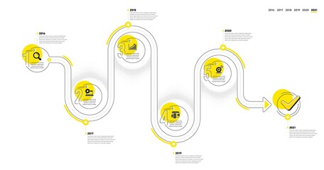 Business Infographic timeline with 5 steps. Workflow process diagram with Idea, Data Analysis, Money earn and Goal target icons. Timeline infograph diagram. Journey path workflow infographics. Vector