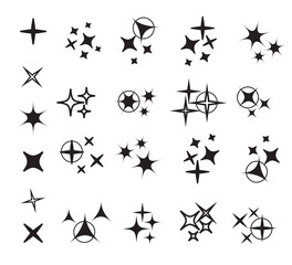 Sparkles line icons. Black sparkles symbols vector